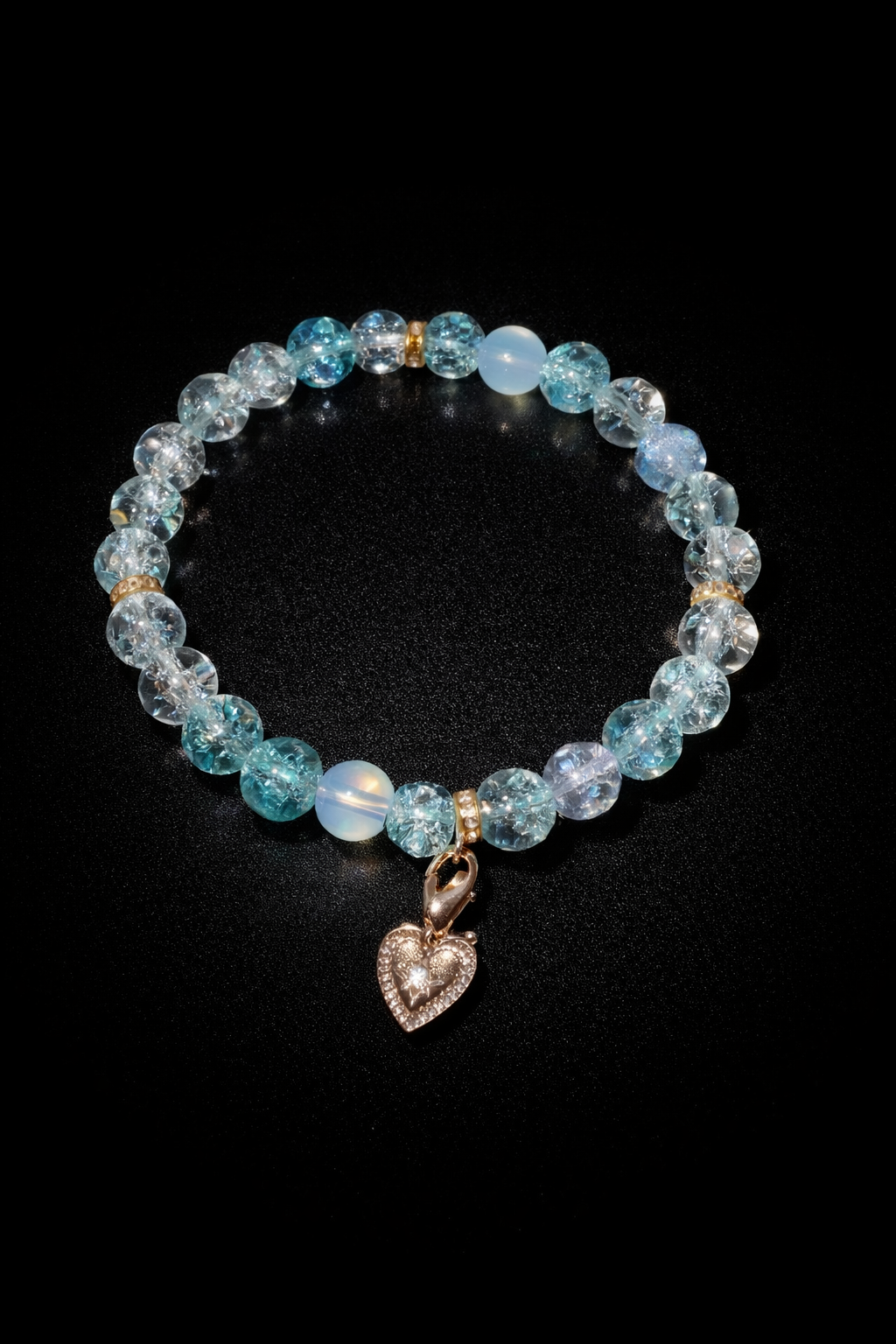 Frosted Teal Charm Bracelet